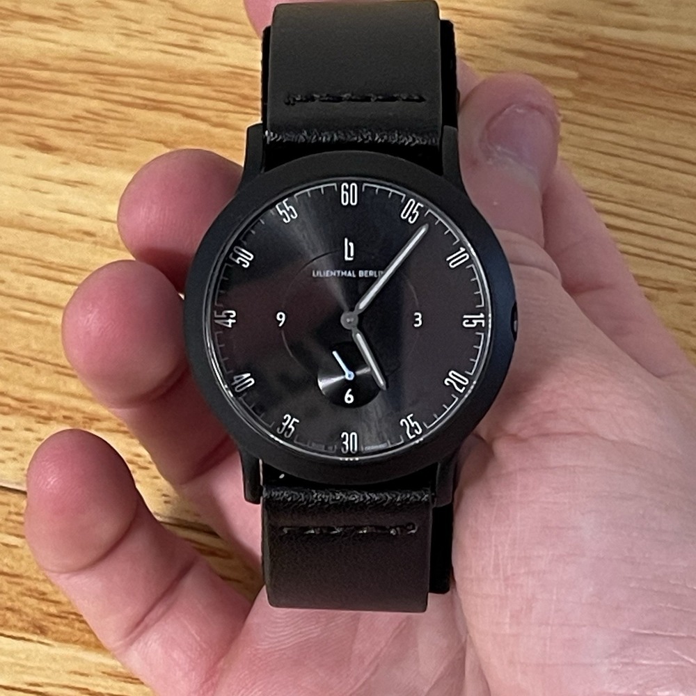 Lilienthal Berlin Watch All Stainless Steel with Leather Strap Blue